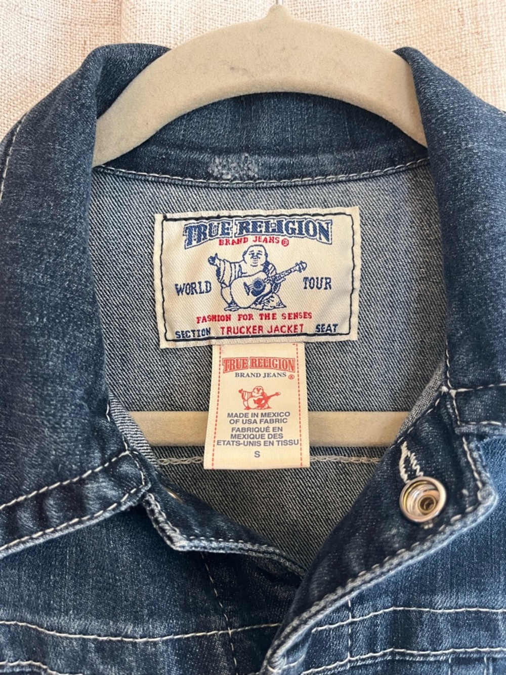 True Religion Denim Trucker Jacket with Snap Buttons EUC Size Small - Picture 10 of 11